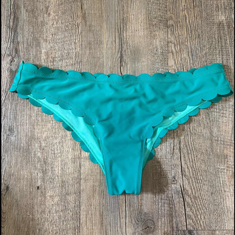 Abercrombie & Fitch low rise turquoise scalloped bikini bottom